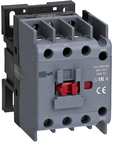 Контактор DEKraft КМ-102 3п 1НО 38А 48В тип АС3  картинка